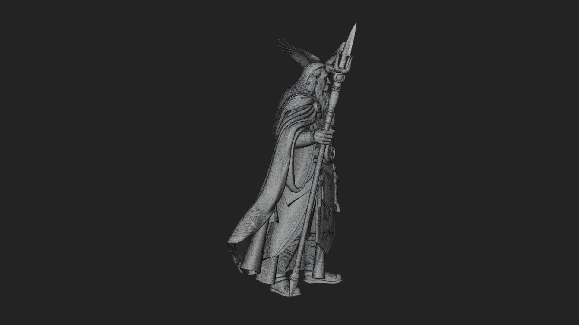 Odin with Spear Statue Design 16 3D Print Model 3D Model