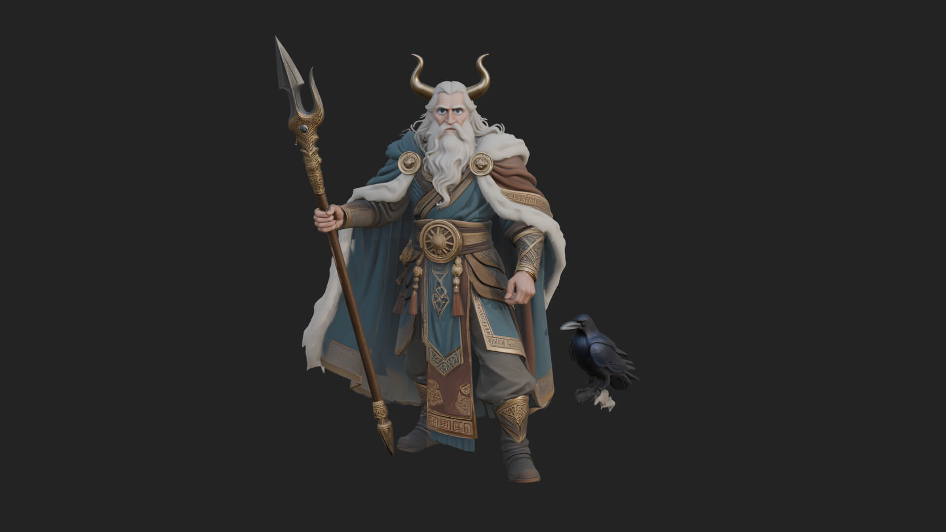 Odin with Spear Statue Design 17 3D Print Model 3D Model