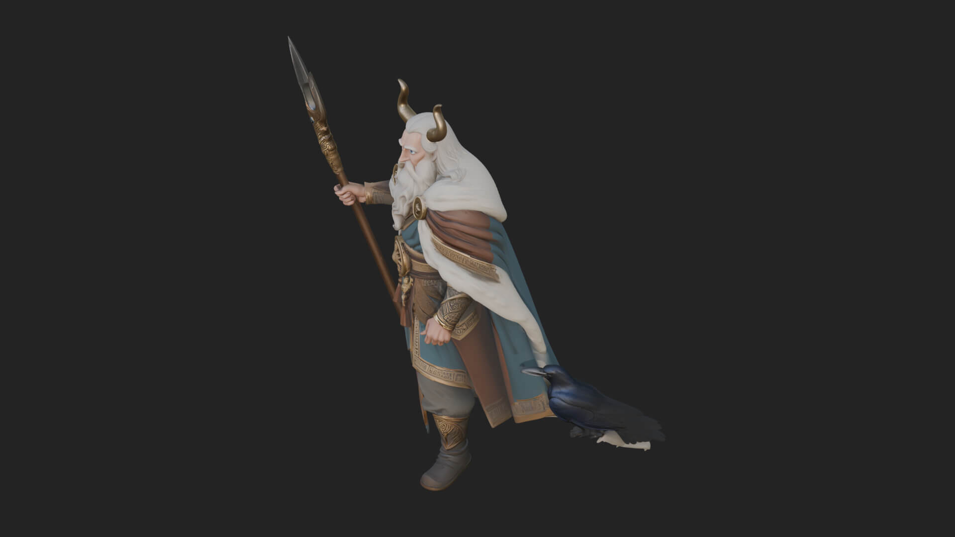 Odin with Spear Statue Design 17 3D Print Model 3D Model