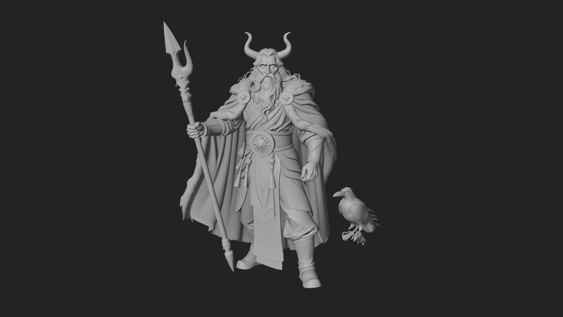Odin with Spear Statue Design 17 3D Print Model 3D Model