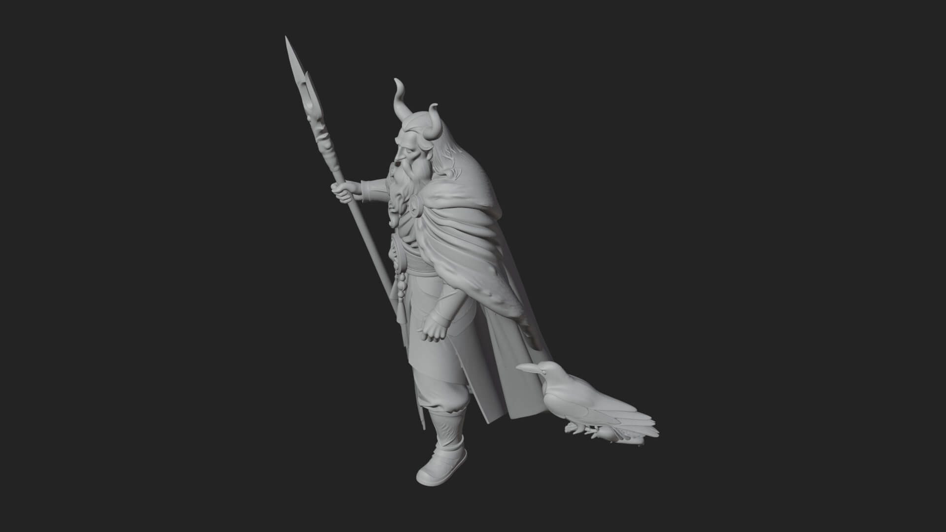 Odin with Spear Statue Design 17 3D Print Model 3D Model