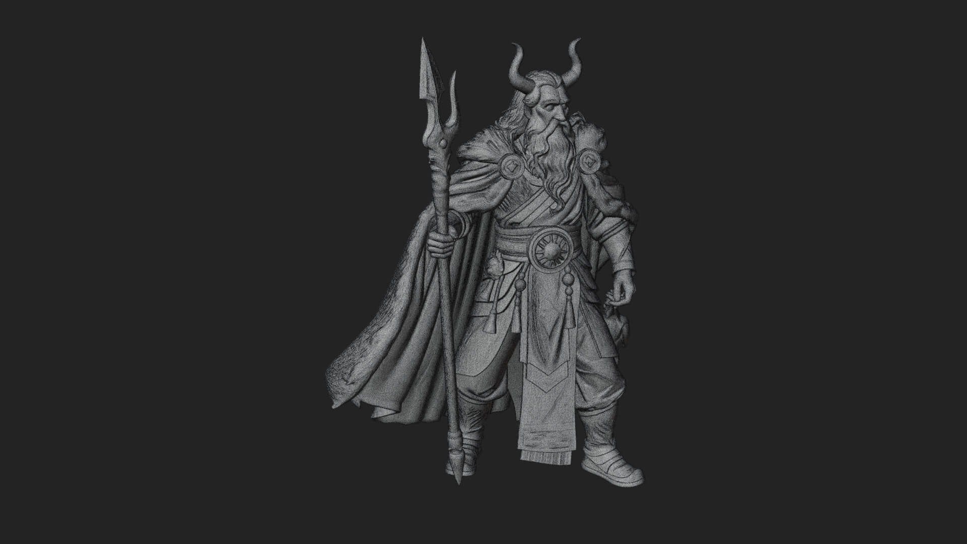 Odin with Spear Statue Design 17 3D Print Model 3D Model