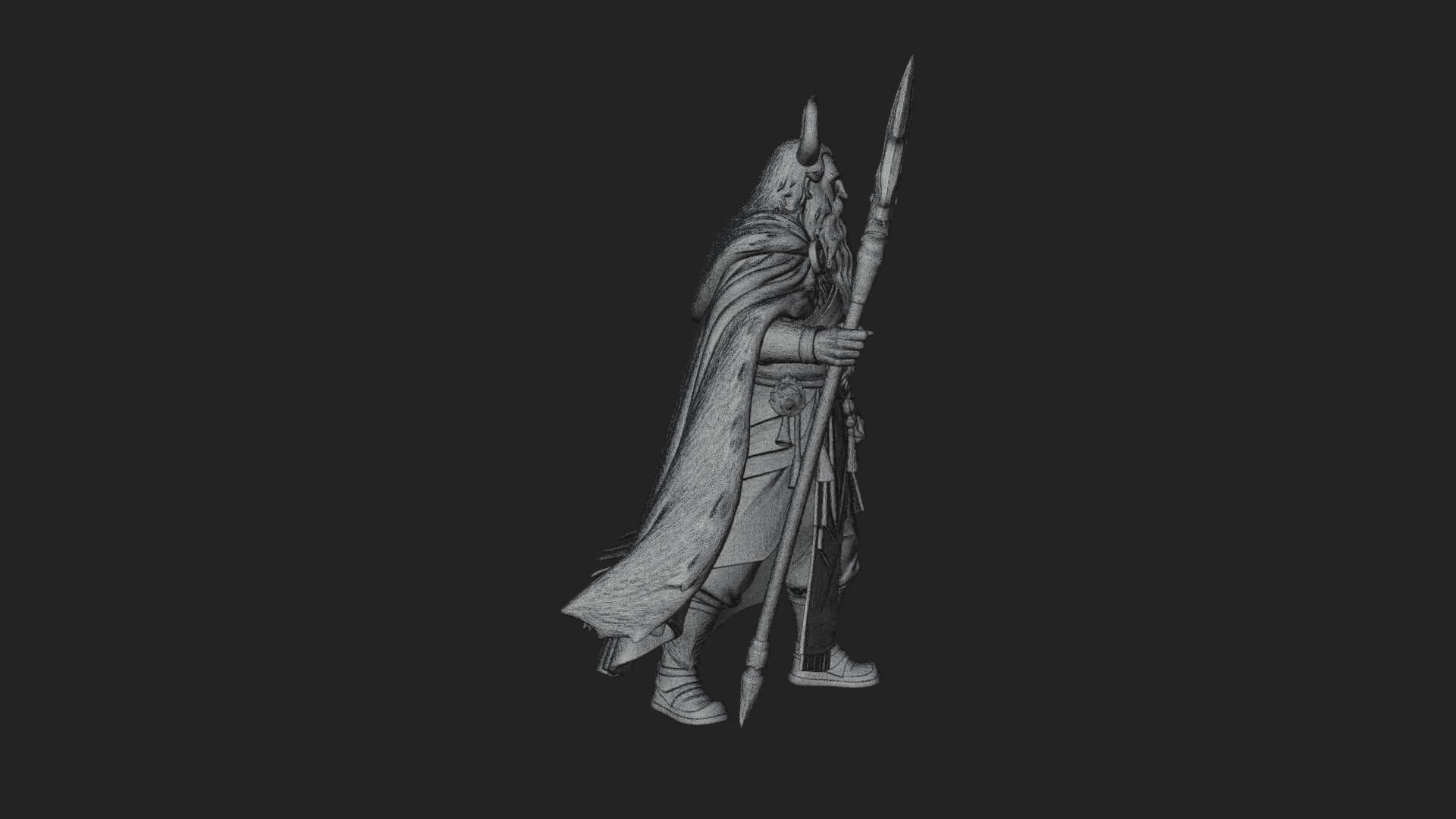 Odin with Spear Statue Design 17 3D Print Model 3D Model