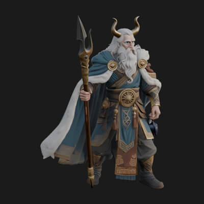 Odin with Spear Statue Design 17 3D Print Model
