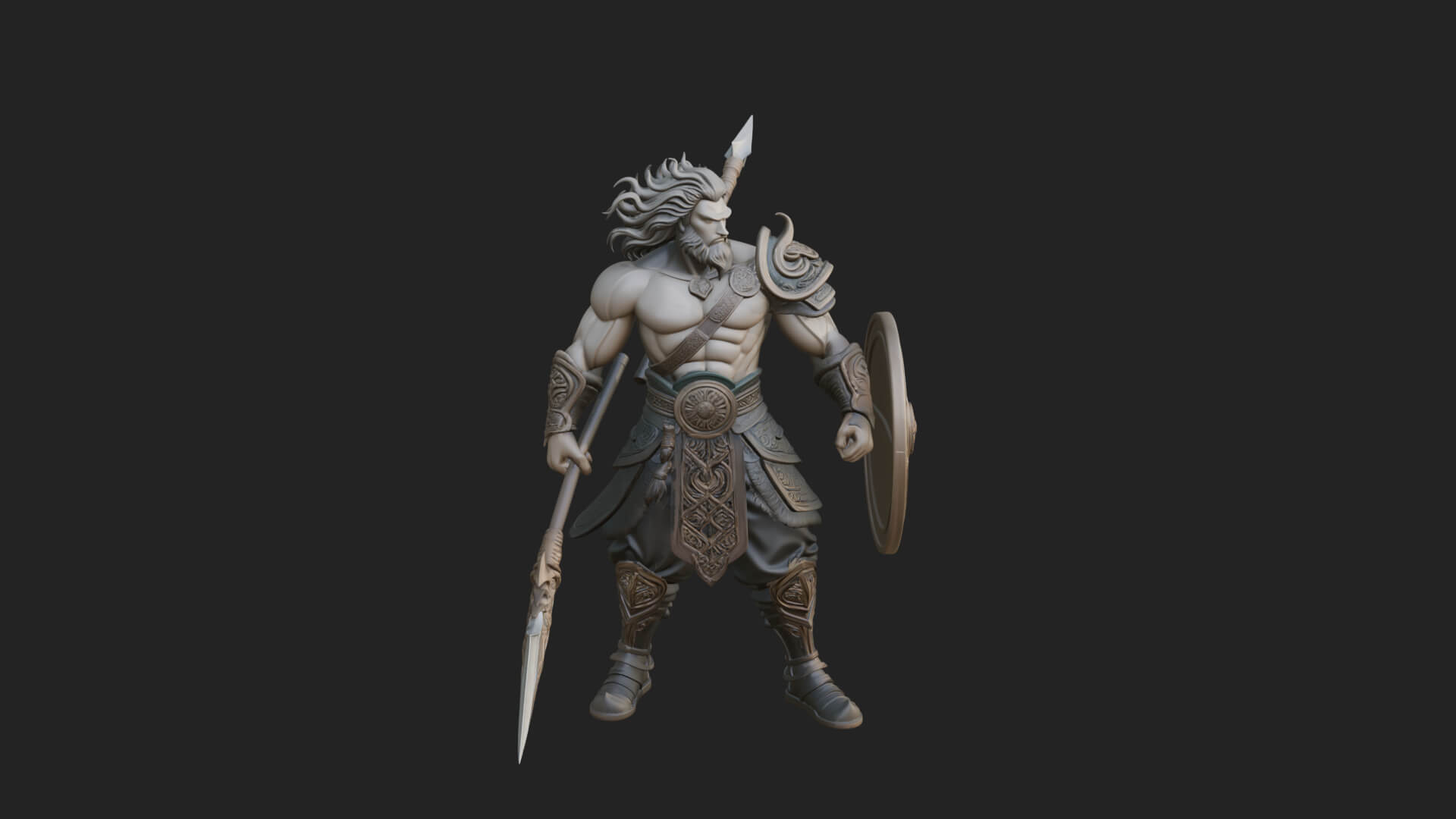 Odin with Spear Statue Design 18 3D Print Model 3D Model