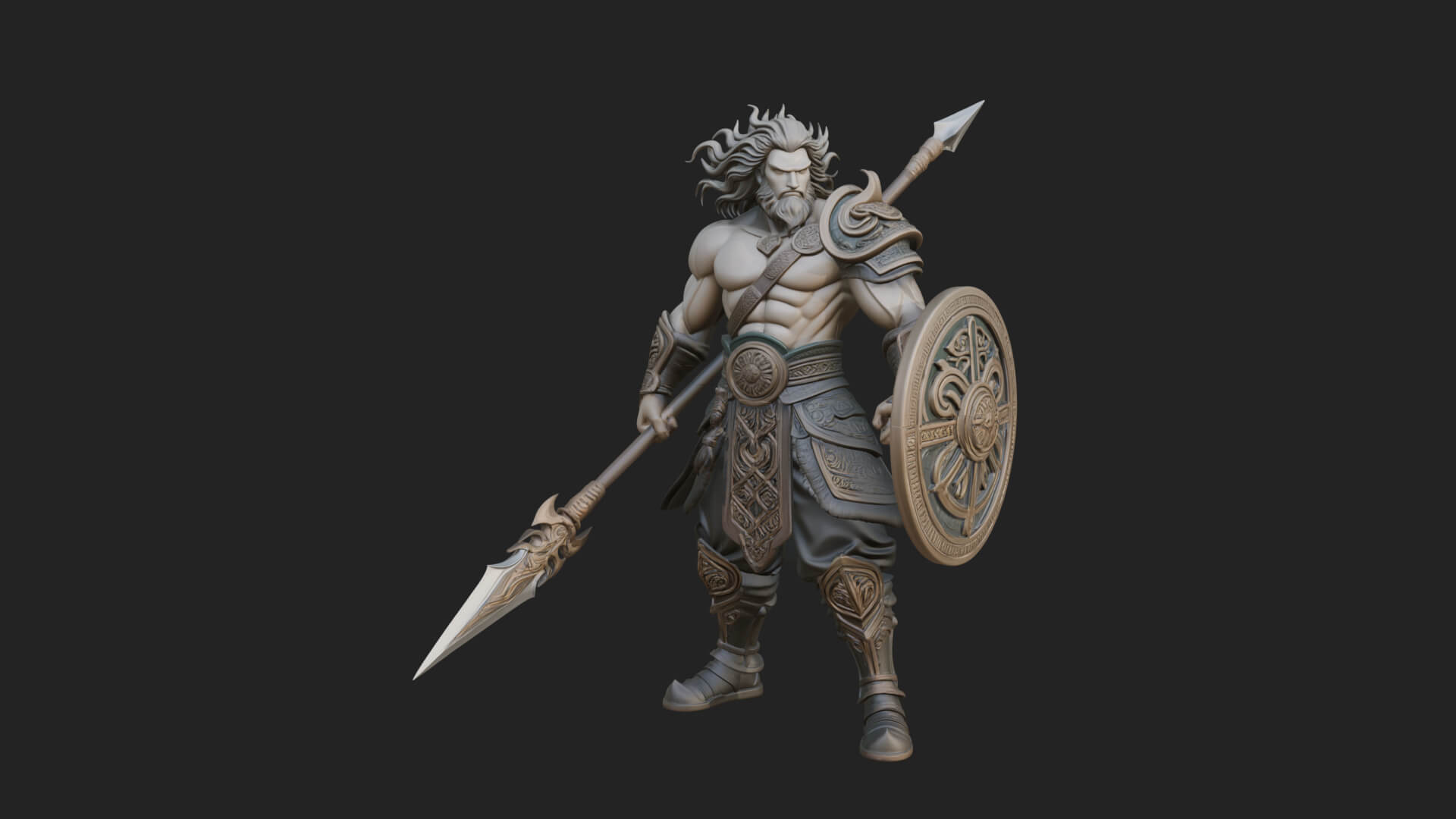Odin with Spear Statue Design 18 3D Print Model 3D Model