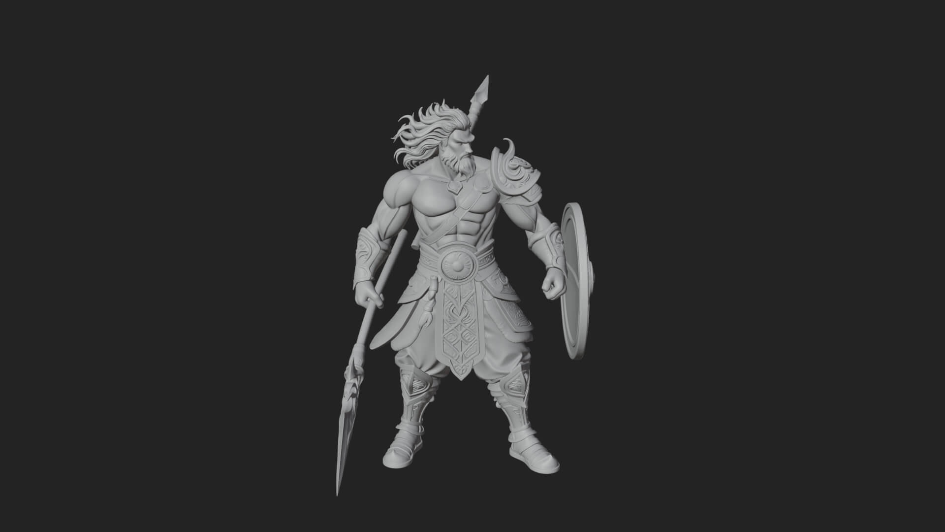 Odin with Spear Statue Design 18 3D Print Model 3D Model