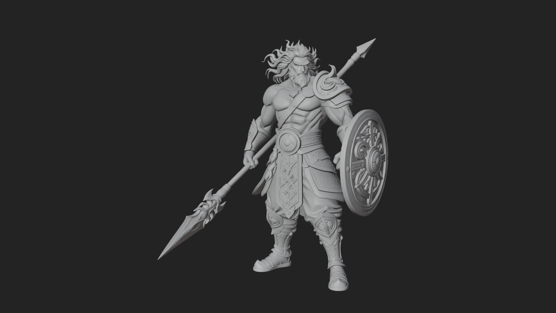 Odin with Spear Statue Design 18 3D Print Model 3D Model