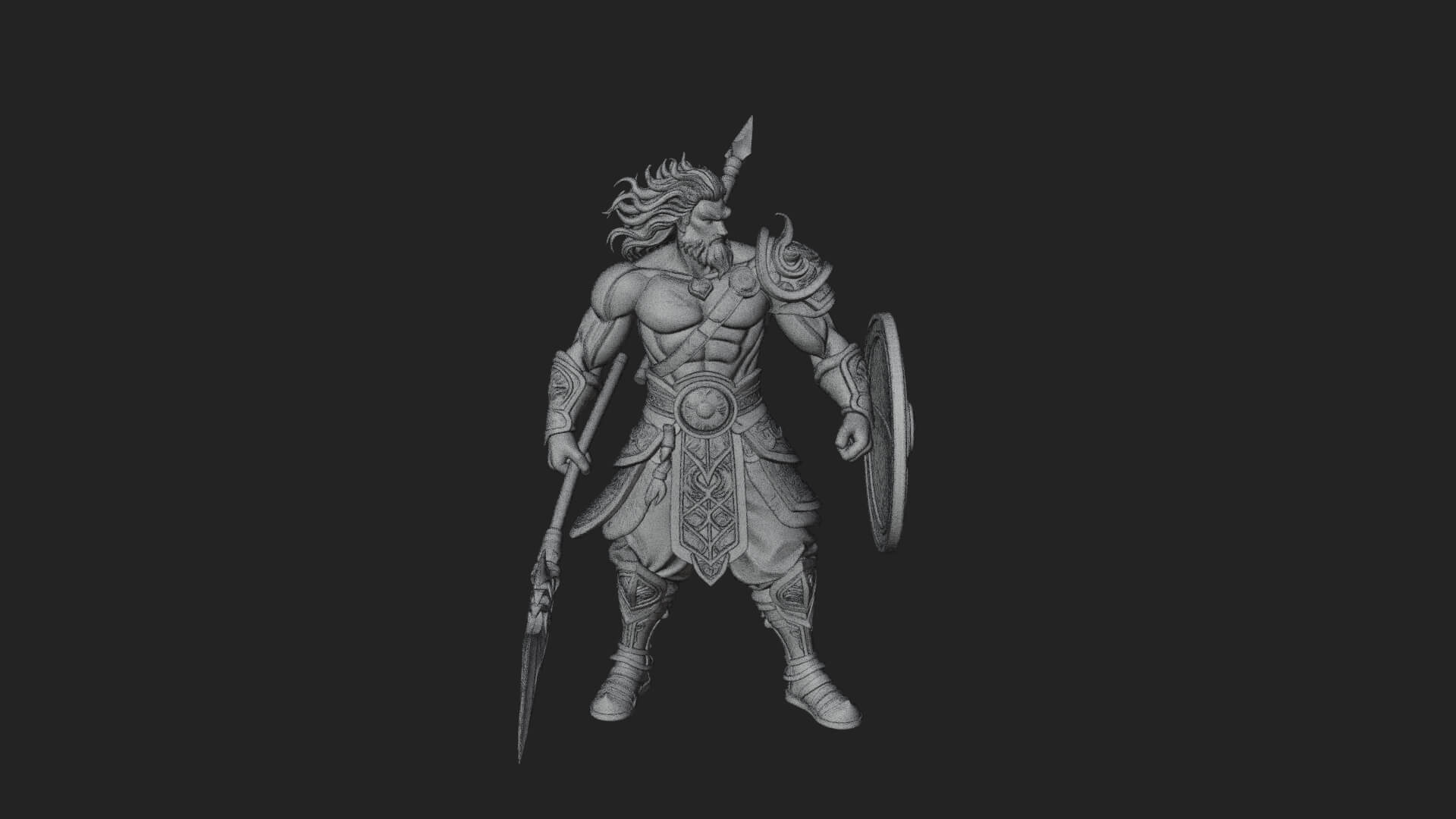 Odin with Spear Statue Design 18 3D Print Model 3D Model
