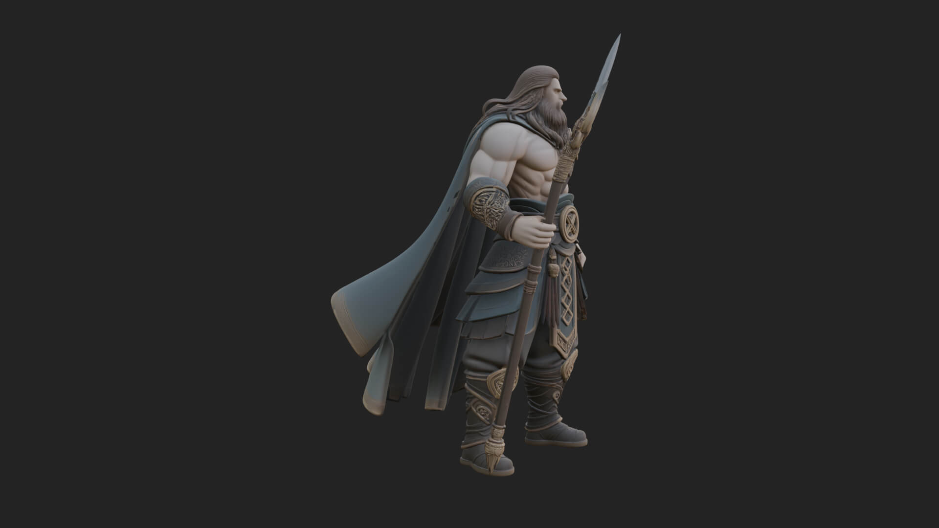 Odin with Spear Statue Design 19 3D Print Model 3D Model