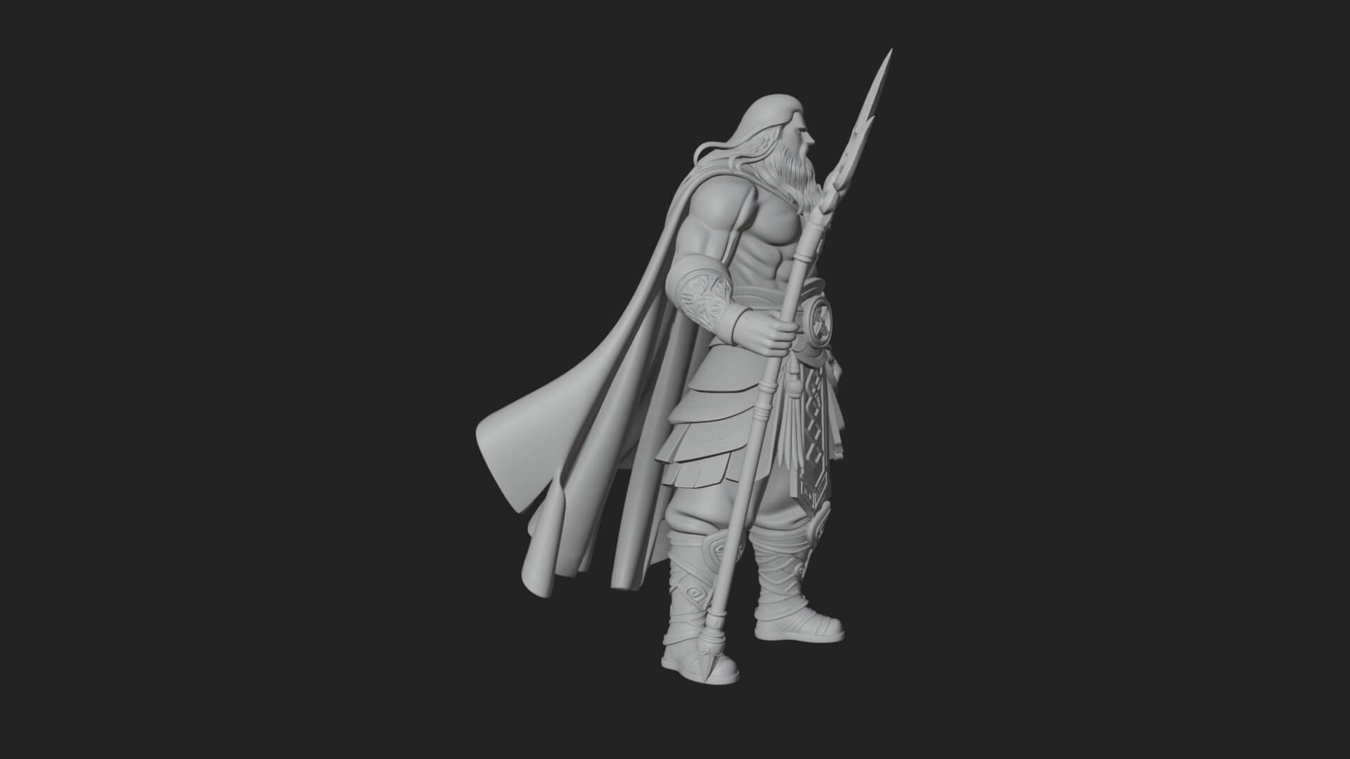 Odin with Spear Statue Design 19 3D Print Model 3D Model