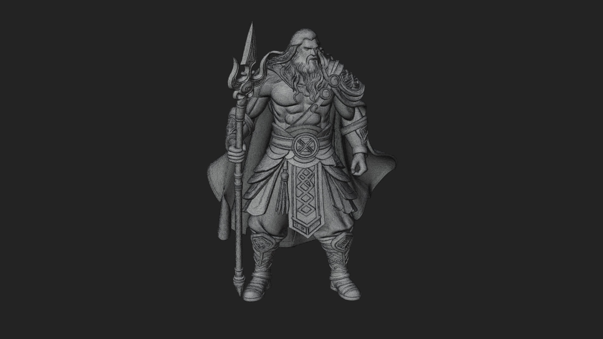 Odin with Spear Statue Design 19 3D Print Model 3D Model
