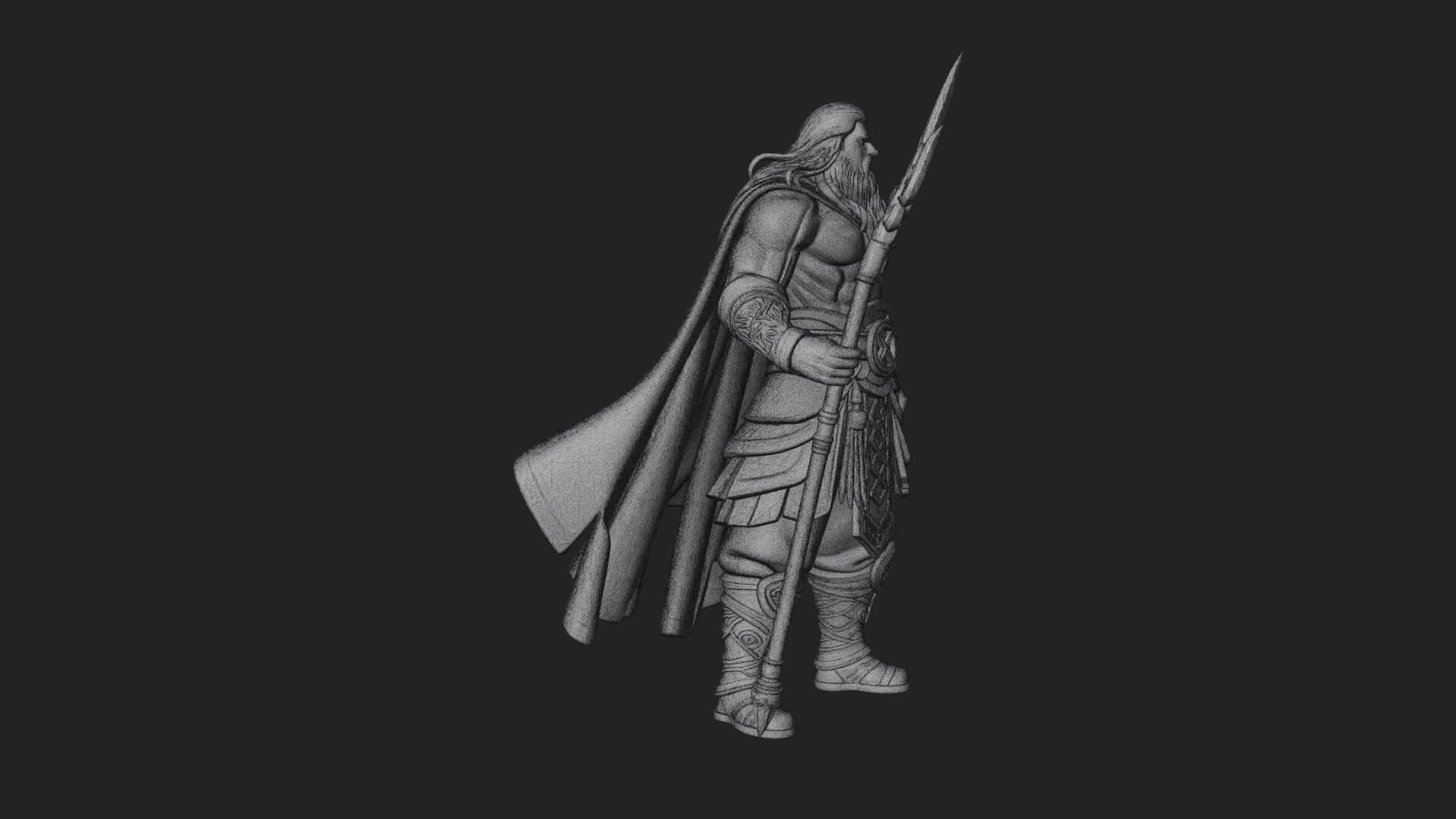 Odin with Spear Statue Design 19 3D Print Model 3D Model