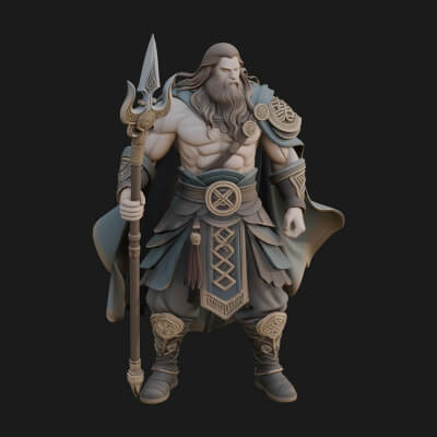 Odin with Spear Statue Design 19 3D Print Model