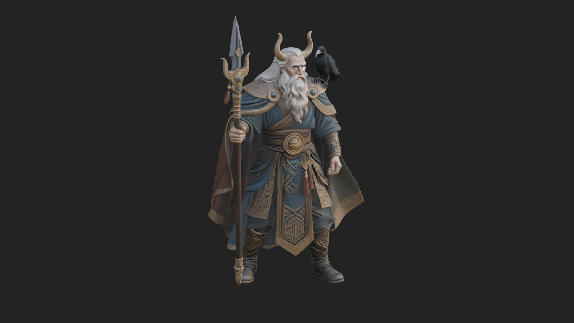 Odin with Spear Statue Design 20 3D Print Model 3D Model