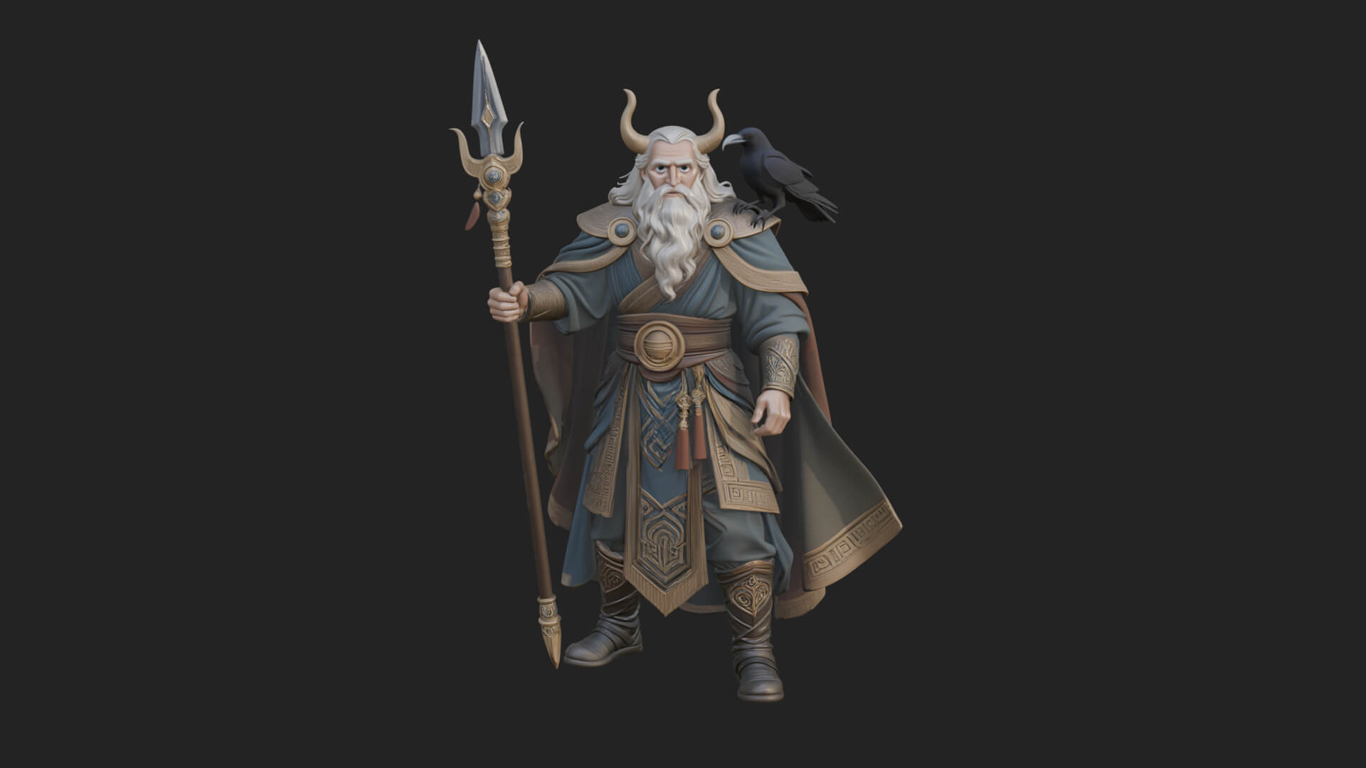 Odin with Spear Statue Design 20 3D Print Model 3D Model