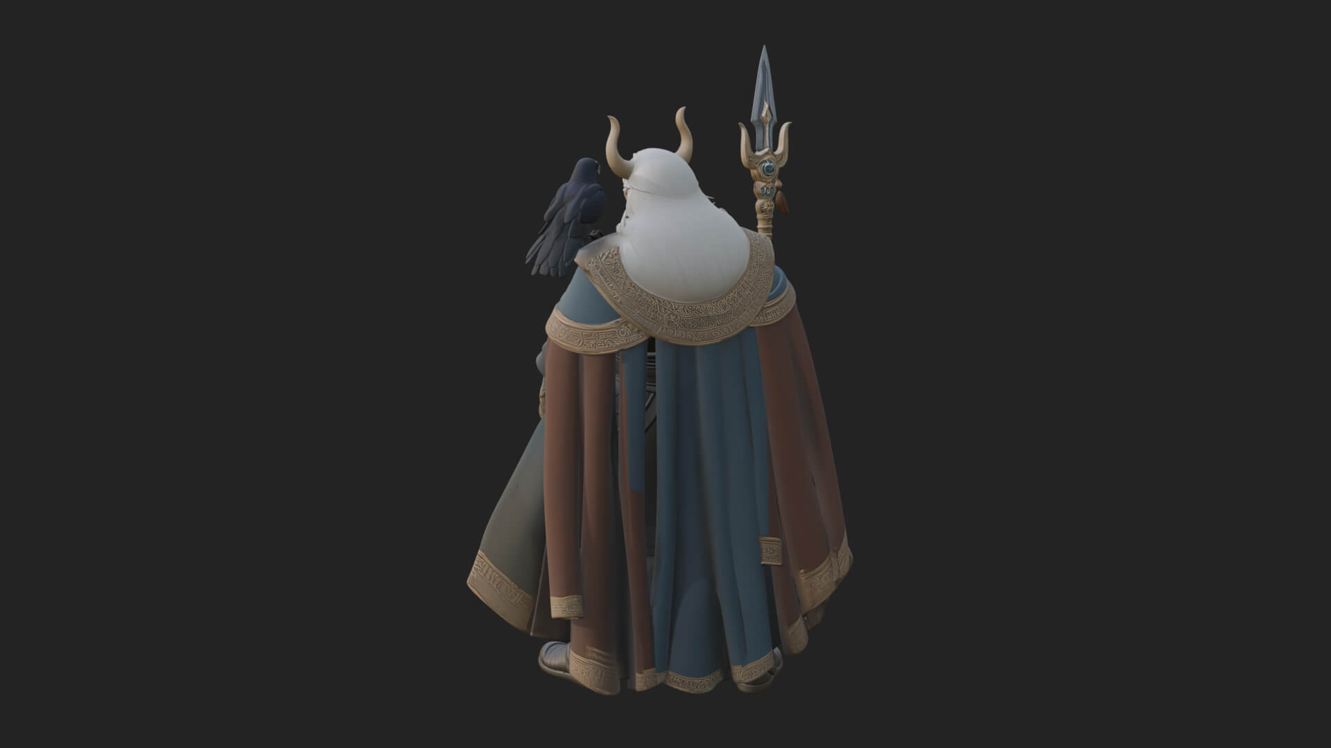 Odin with Spear Statue Design 20 3D Print Model 3D Model