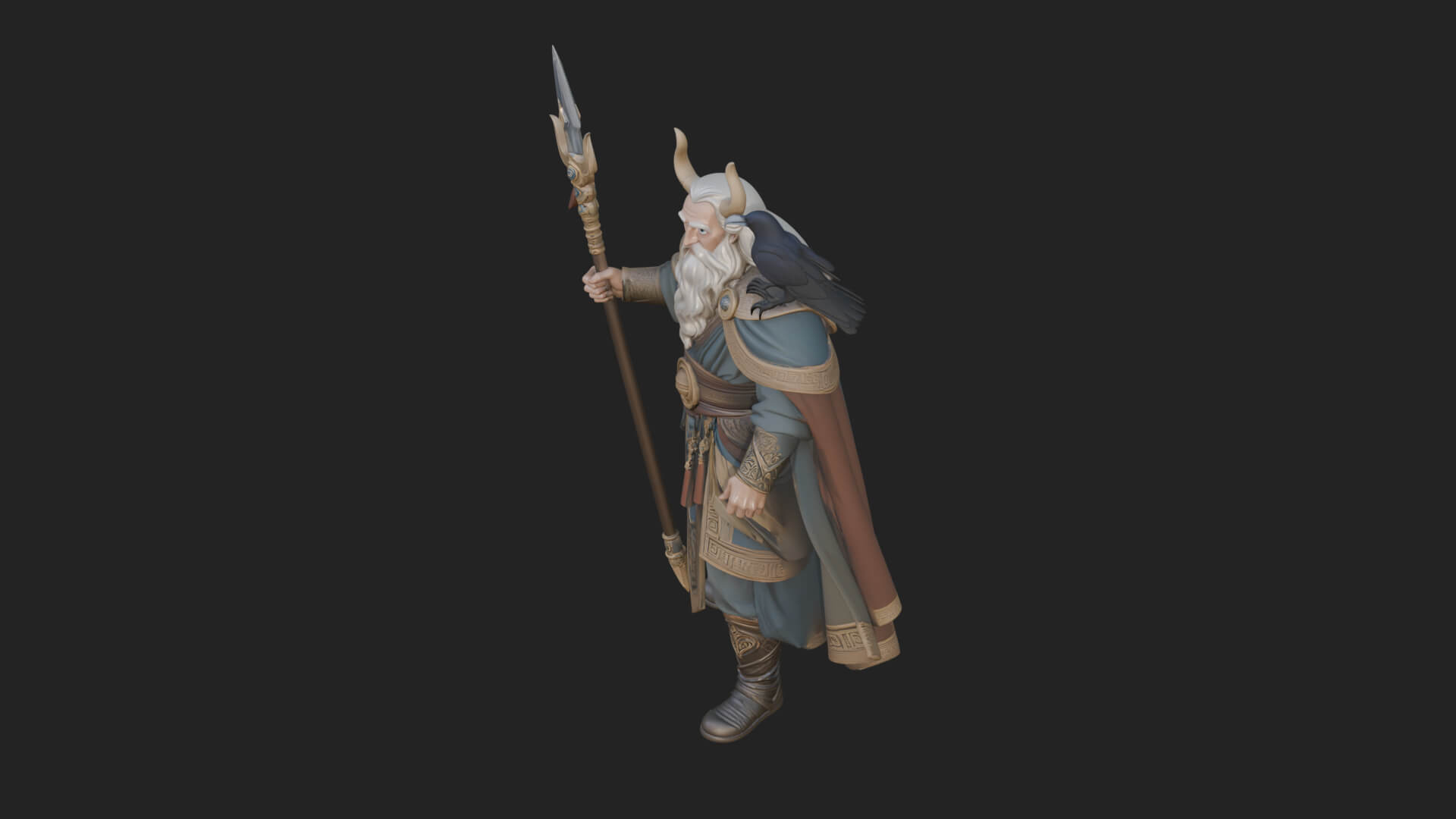 Odin with Spear Statue Design 20 3D Print Model 3D Model