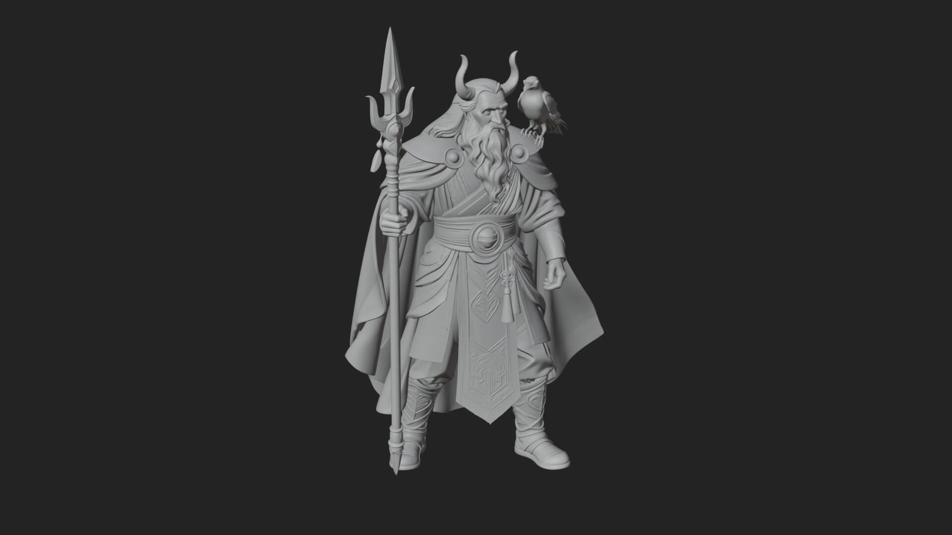 Odin with Spear Statue Design 20 3D Print Model 3D Model