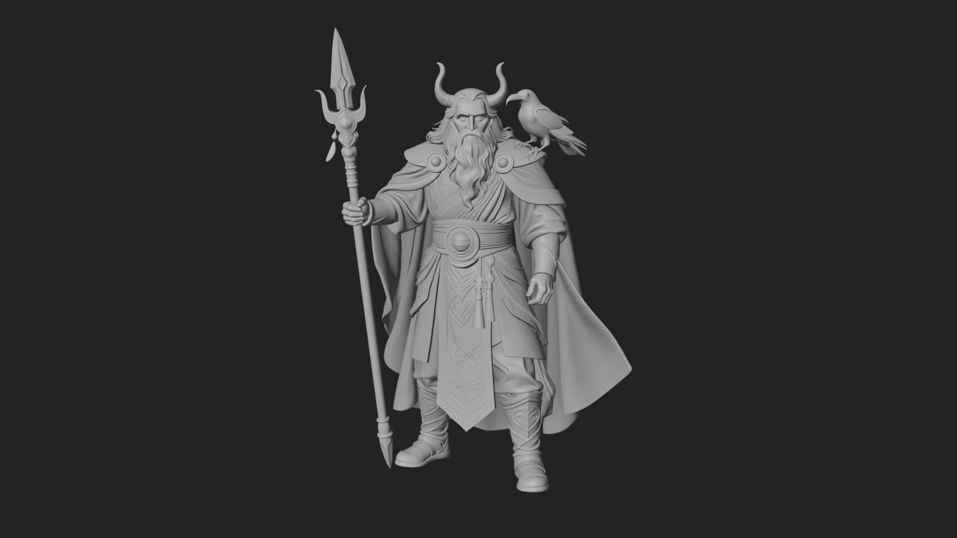 Odin with Spear Statue Design 20 3D Print Model 3D Model
