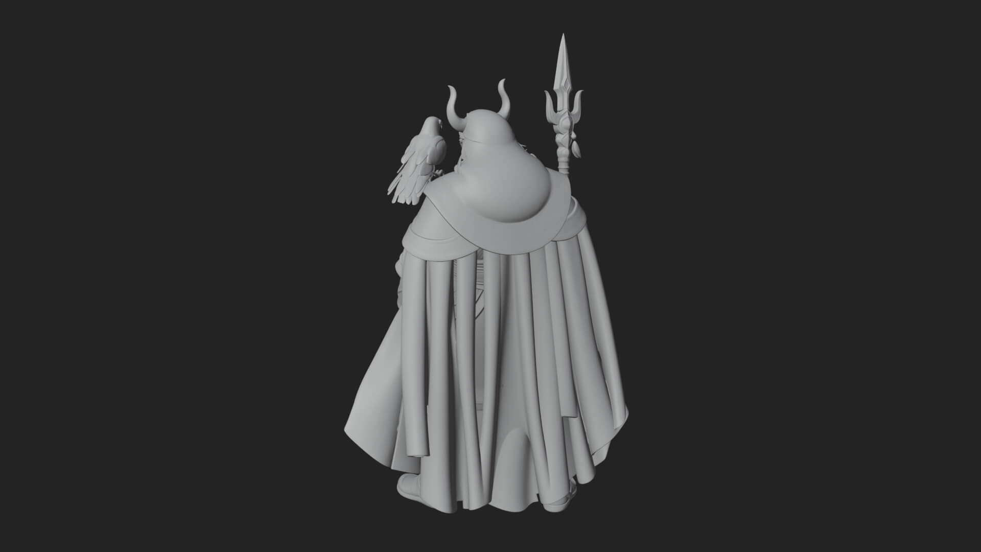 Odin with Spear Statue Design 20 3D Print Model 3D Model