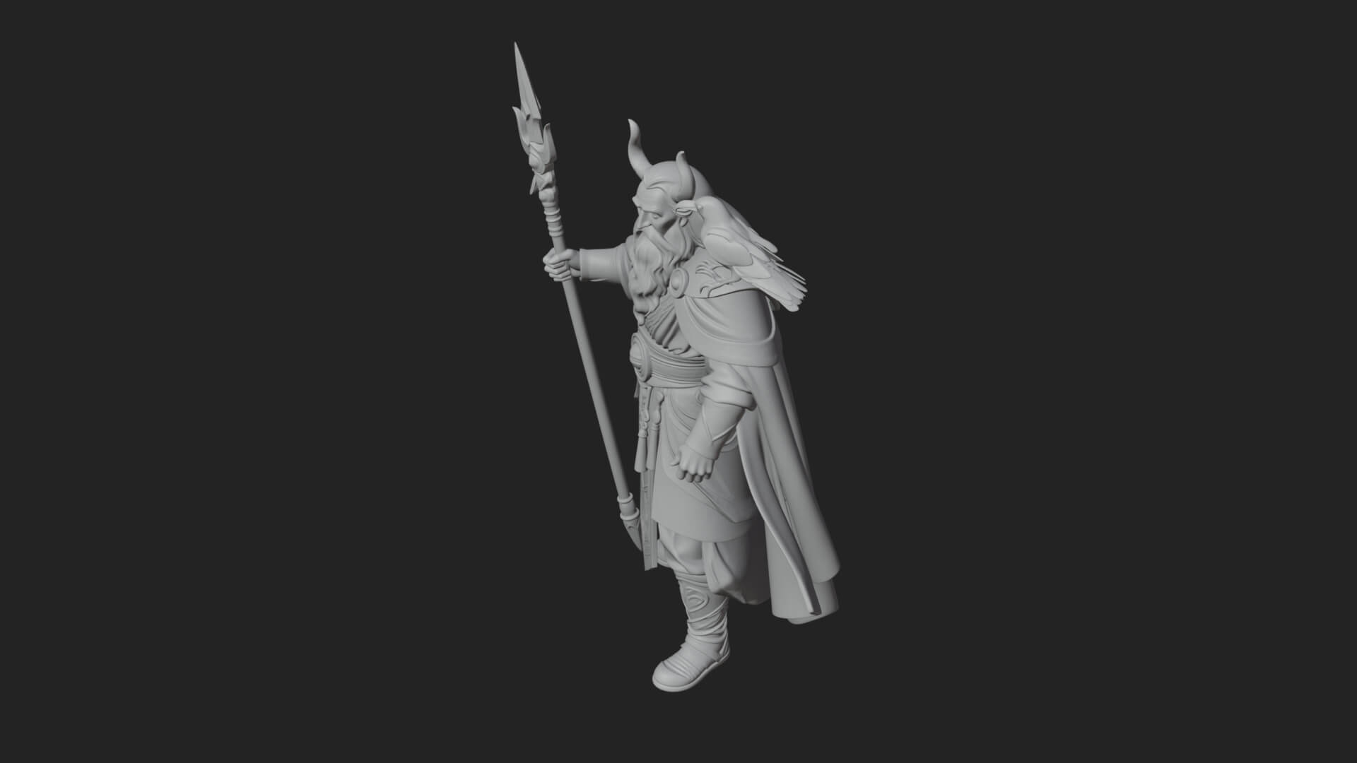 Odin with Spear Statue Design 20 3D Print Model 3D Model