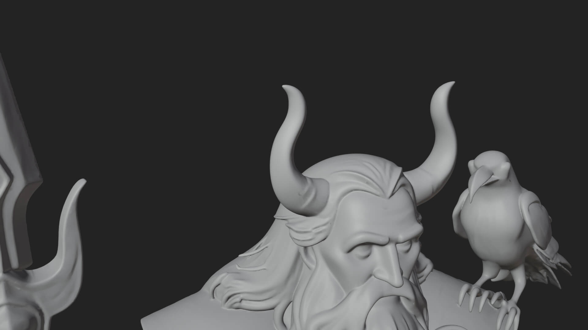Odin with Spear Statue Design 20 3D Print Model 3D Model