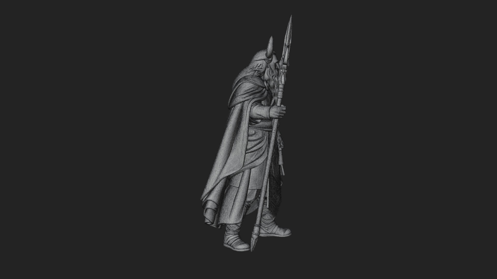 Odin with Spear Statue Design 20 3D Print Model 3D Model