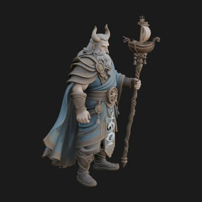 Odin with Spear Statue Design 8 3D Print Model
