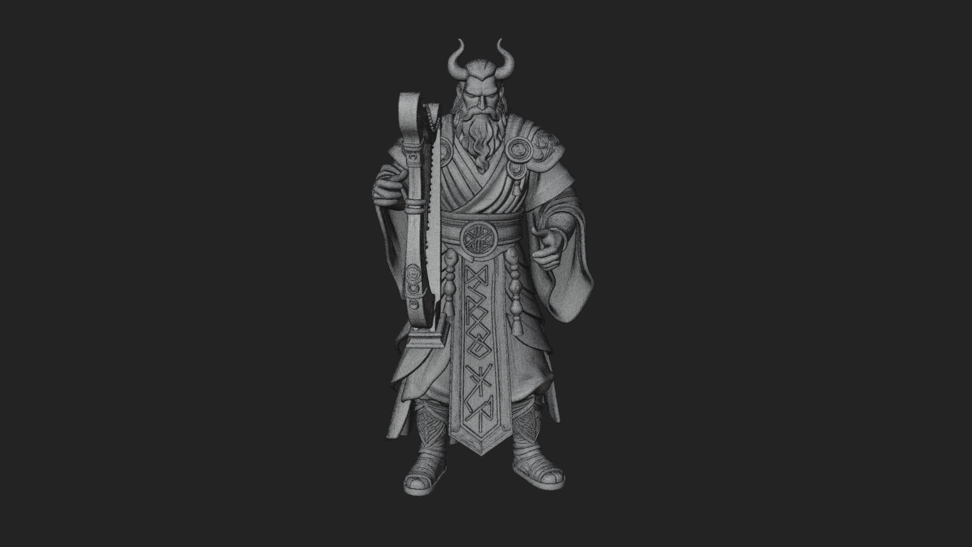 Odin with Spear Statue Design 9 3D Print Model 3D Model