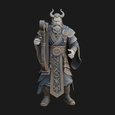 Odin with Spear Statue Design 9 3D Print Model