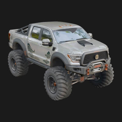 Off-Road Pickup Truck Model Design 4 3D Print Model