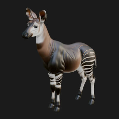 Okapi Forest Giraffe Statue Design 1 3D Print Model