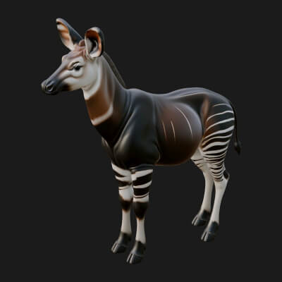 Okapi Forest Giraffe Statue Design 2 3D Print Model