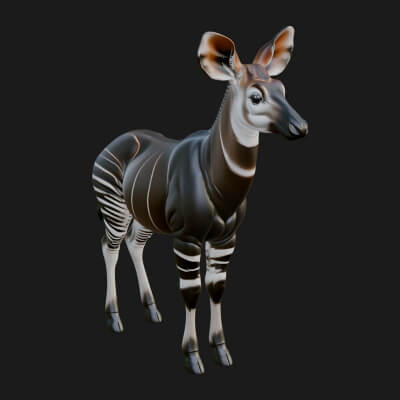 Okapi Forest Giraffe Statue Design 3 3D Print Model