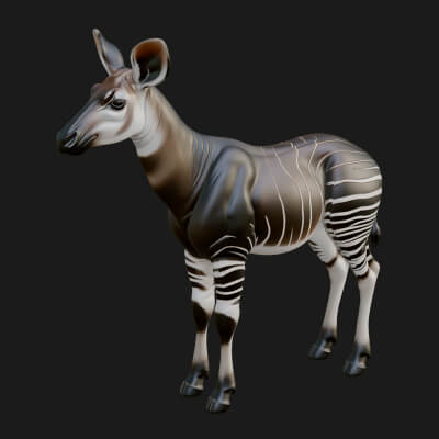Okapi Forest Giraffe Statue Design 4 3D Print Model