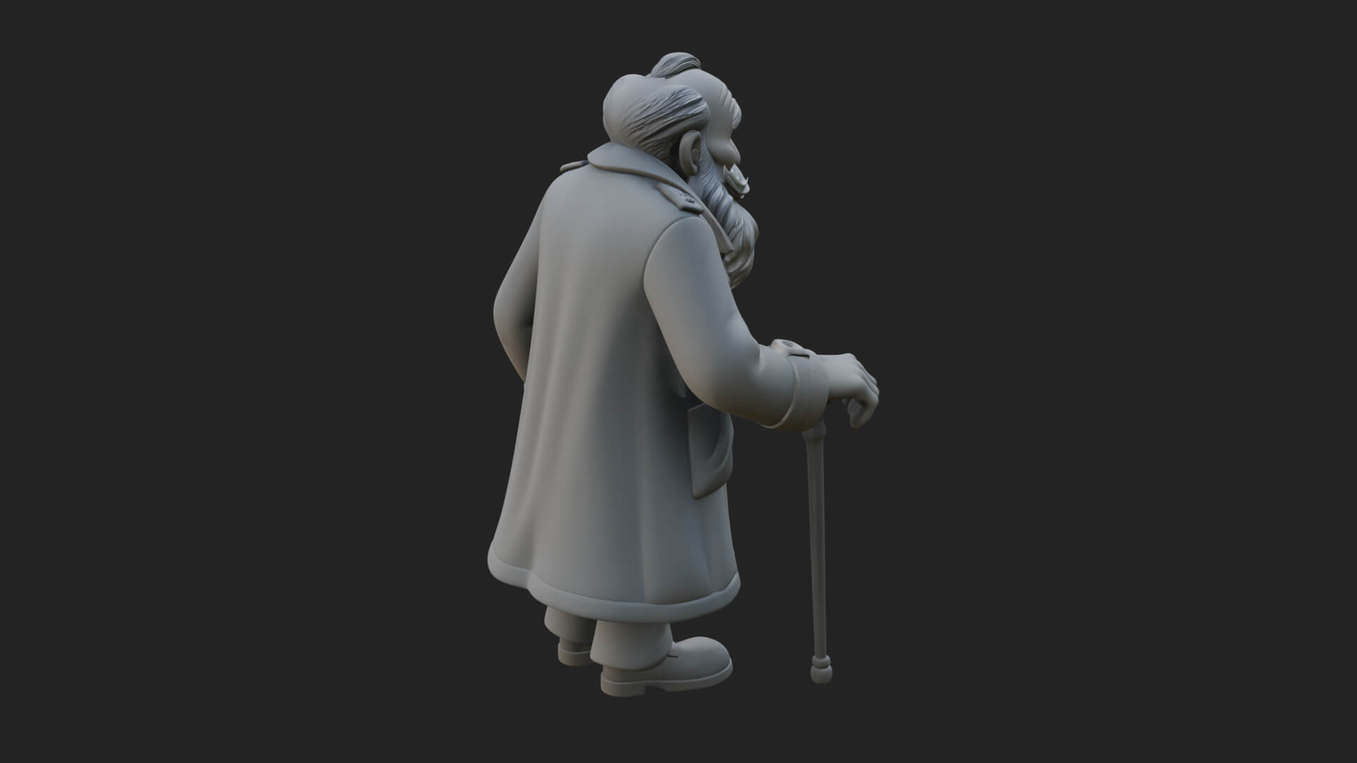 Old Man with Cane Statue Design 1 3D Print Model 3D Model