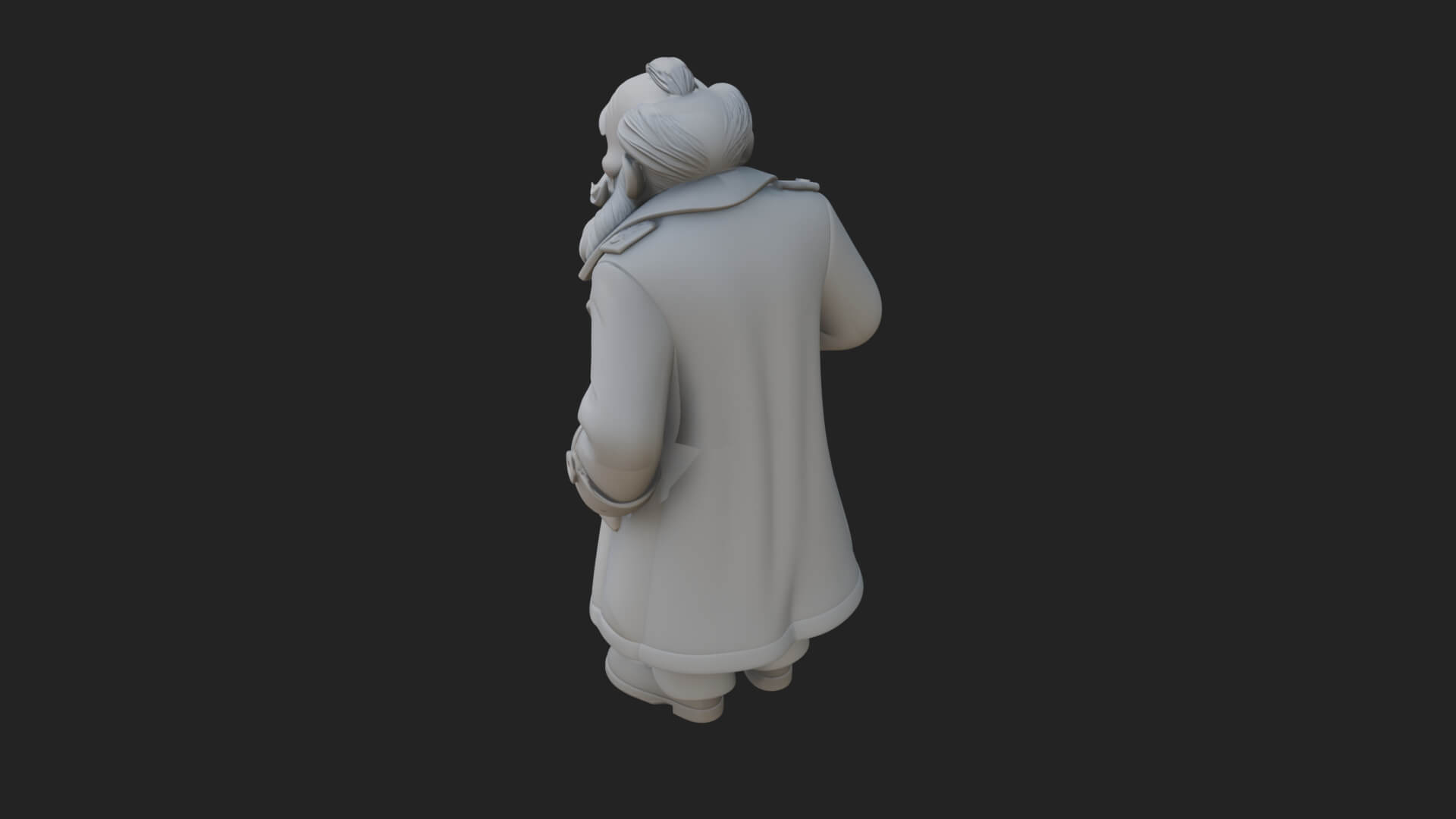 Old Man with Cane Statue Design 1 3D Print Model 3D Model