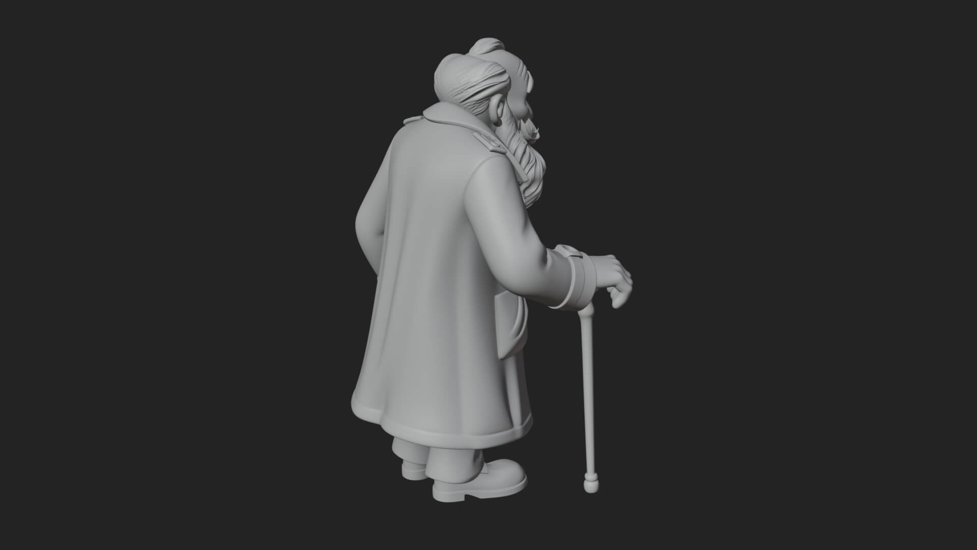Old Man with Cane Statue Design 1 3D Print Model 3D Model