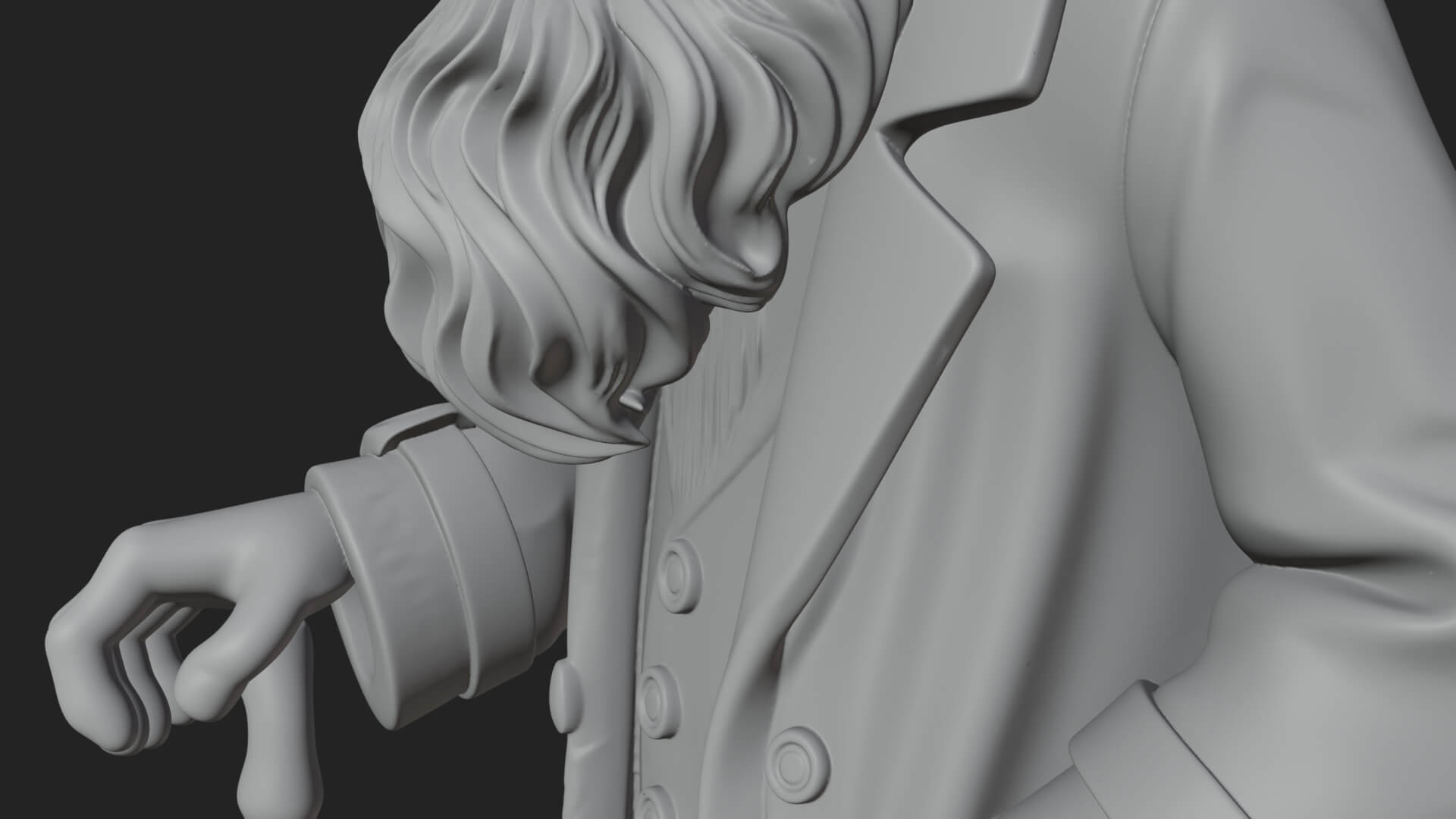 Old Man with Cane Statue Design 1 3D Print Model 3D Model