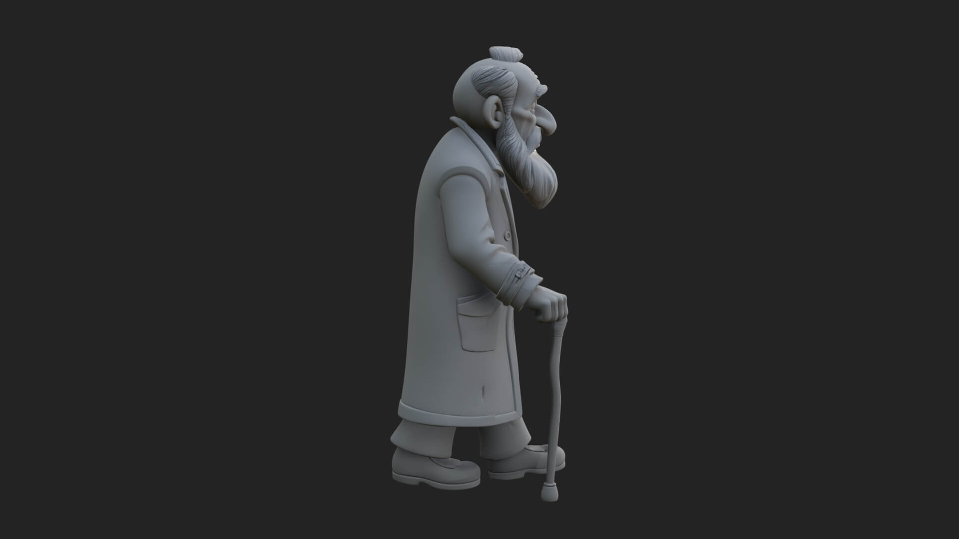 Old Man with Cane Statue Design 3 3D Print Model 3D Model