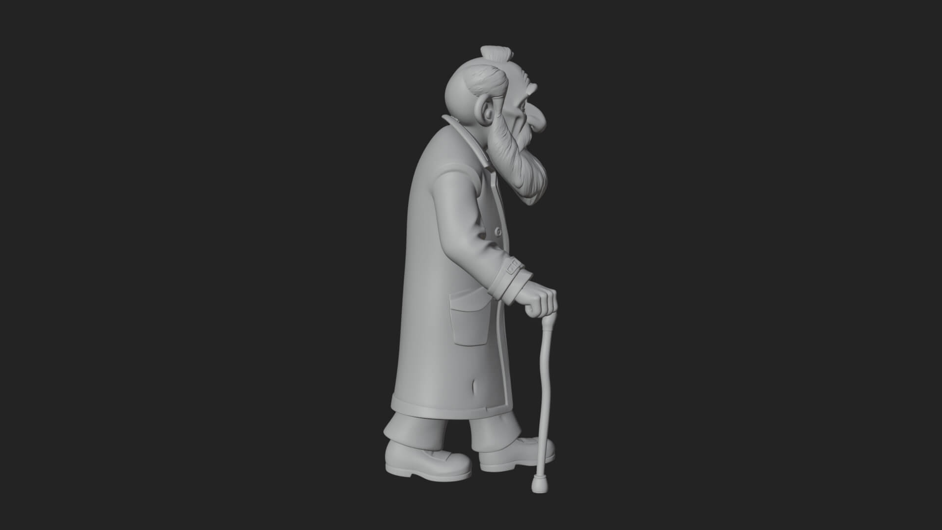 Old Man with Cane Statue Design 3 3D Print Model 3D Model