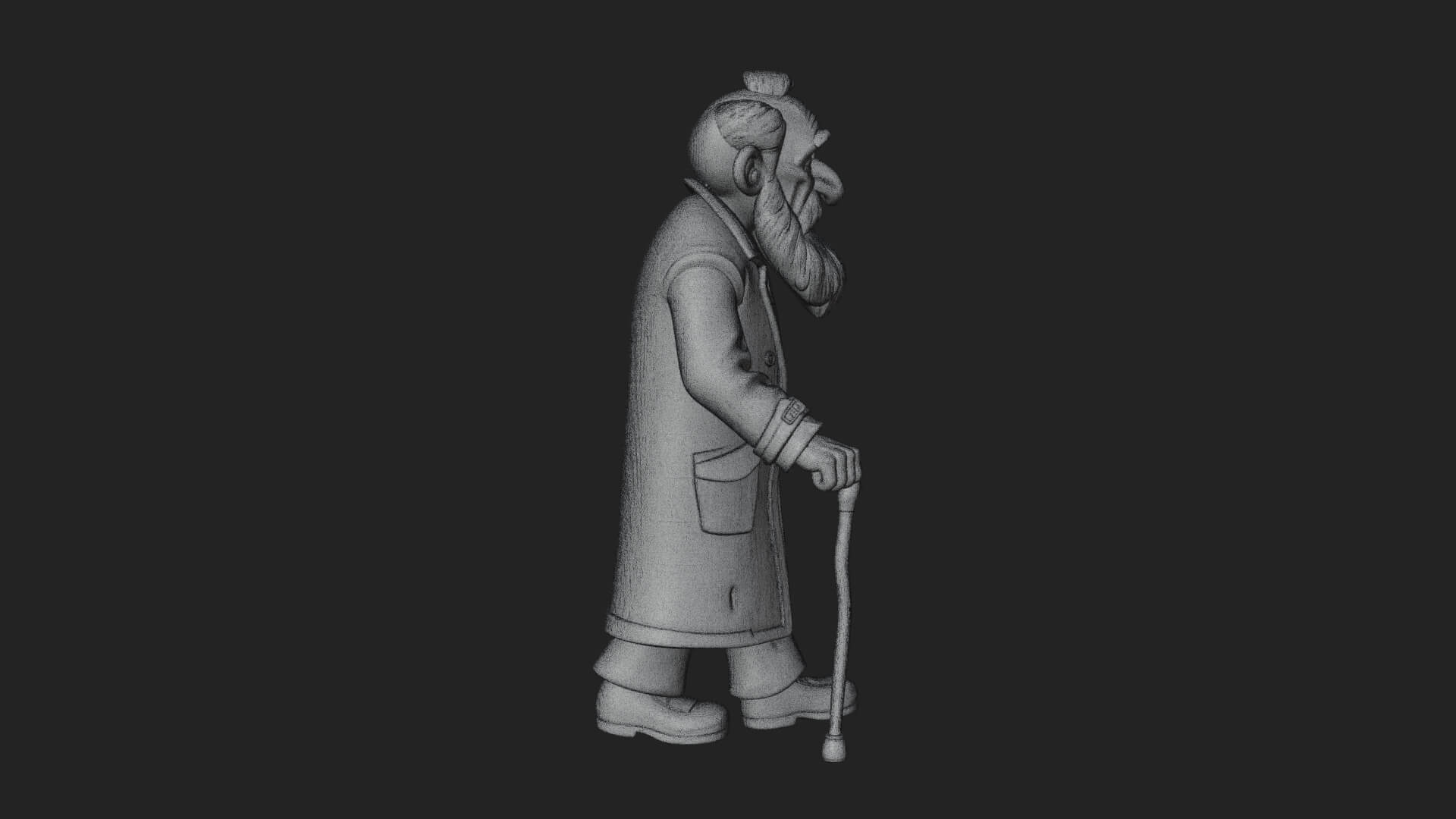 Old Man with Cane Statue Design 3 3D Print Model 3D Model