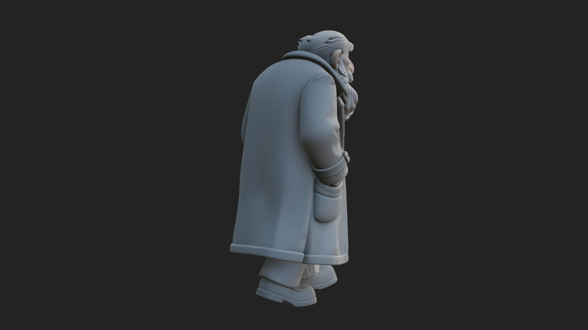 Old Man with Cane Statue Design 4 3D Print Model 3D Model