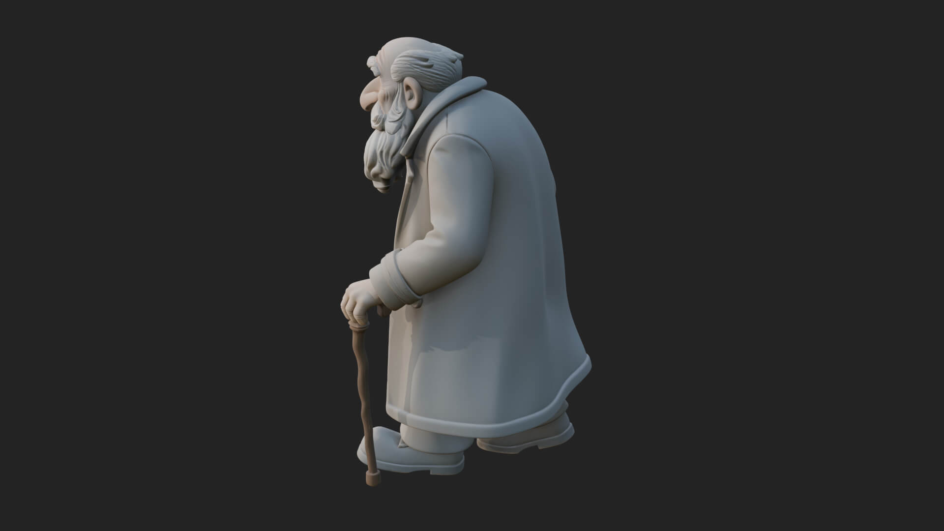 Old Man with Cane Statue Design 4 3D Print Model 3D Model
