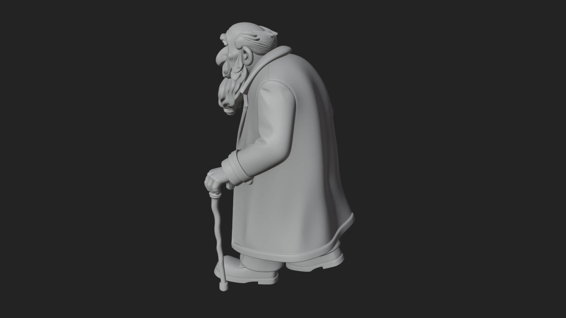 Old Man with Cane Statue Design 4 3D Print Model 3D Model