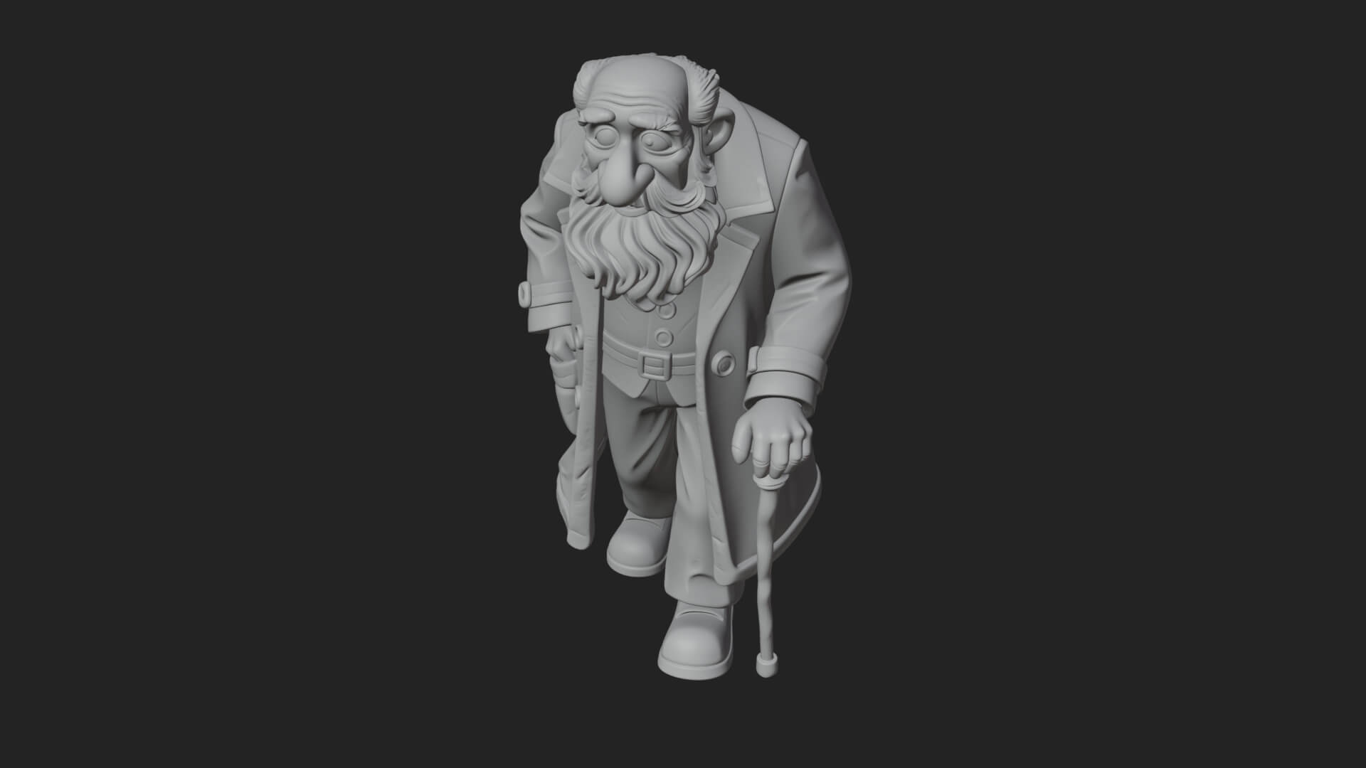 Old Man with Cane Statue Design 4 3D Print Model 3D Model
