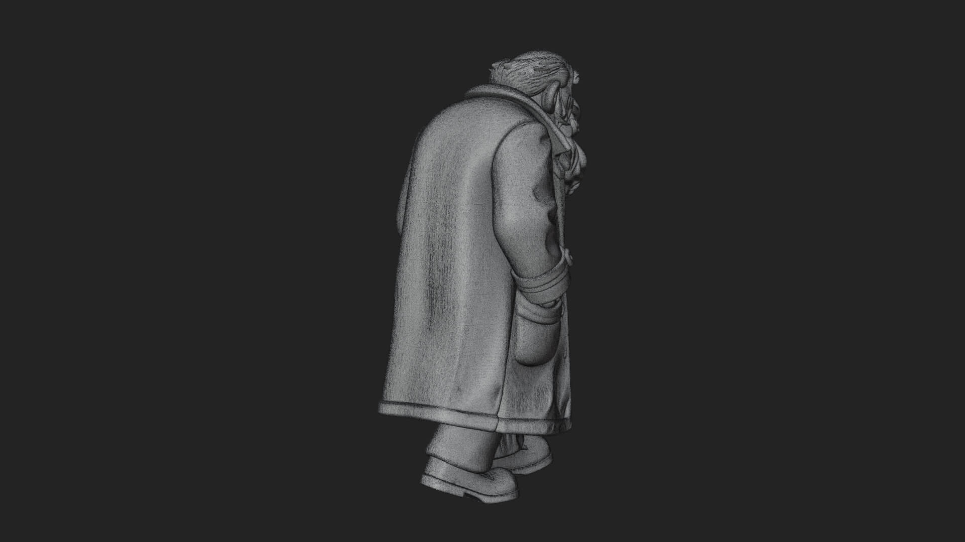 Old Man with Cane Statue Design 4 3D Print Model 3D Model