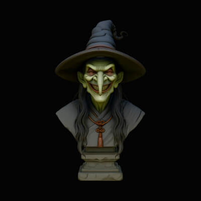 Old Witch Bust Statue Design 5 3D Print Model