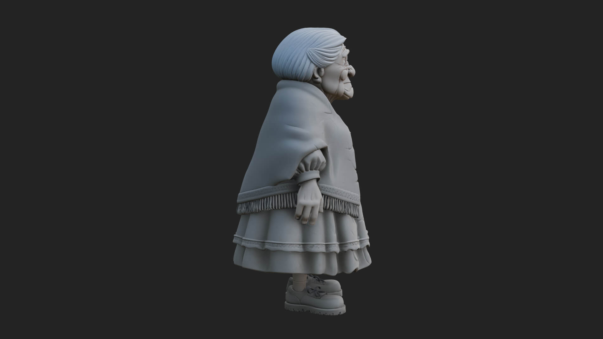 Old Woman with Shawl Statue Design 1 3D Print Model 3D Model